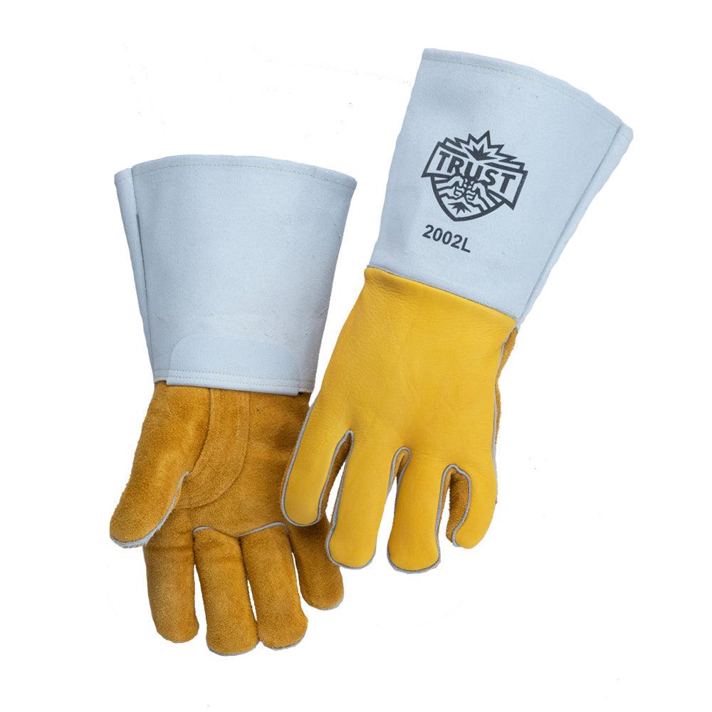 2002 Premium Gold Deerskin Cowhide Stick Welders Glove – Trust Protection